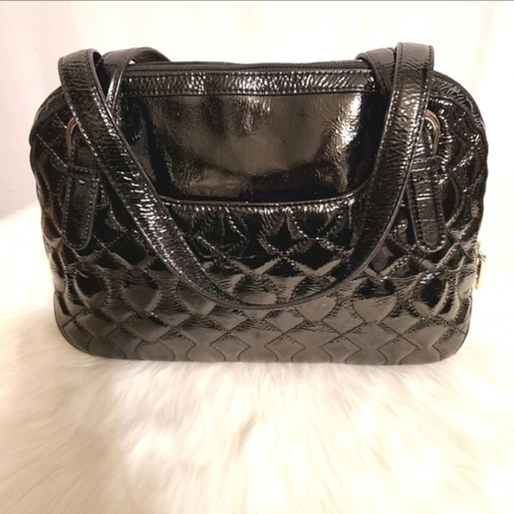 HOBO Int'l Black Patent Leather Quilted Design Shoulder Bag - Picture 6 of 9